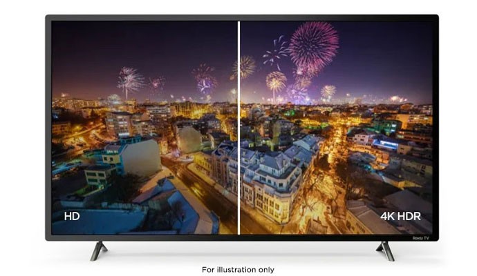 roku tv showing difference between HD and 4K HDR