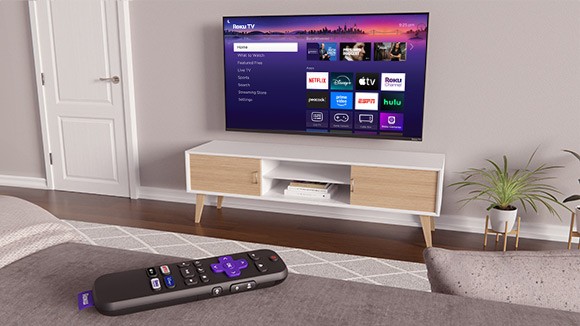 Roku TV Remote interacting with a Roku TV interface