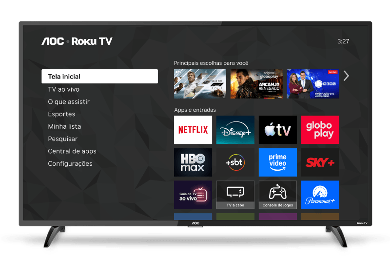 AOC Roku TV exibindo a tela inicial