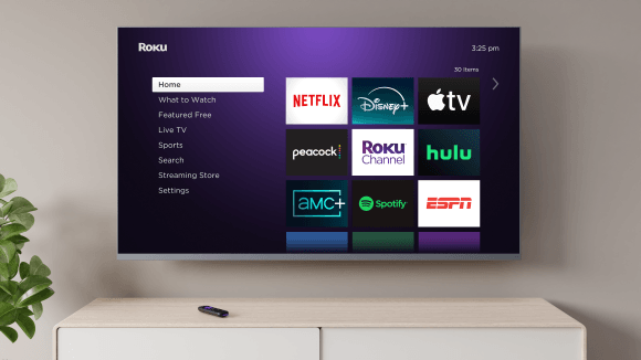 TV with Roku homescreen user interface