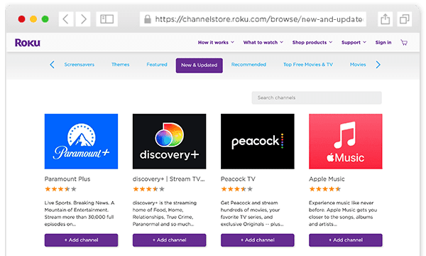 Streamer, TV App, Roku Channel Store