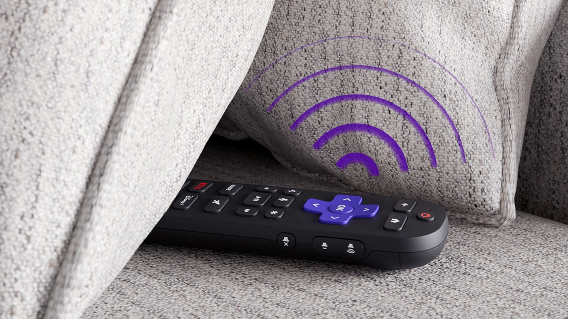 Roku Voice Remote Pro (2nd edition) hidden in between couch cushions