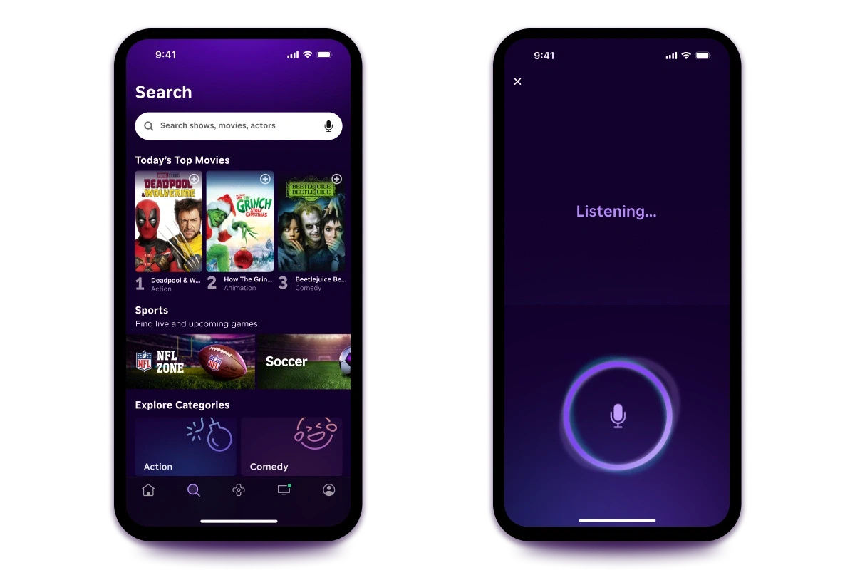 search functionality on the roku app