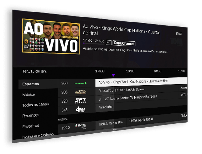Canal da Roku Esportes no Guia do Canal da Roku
