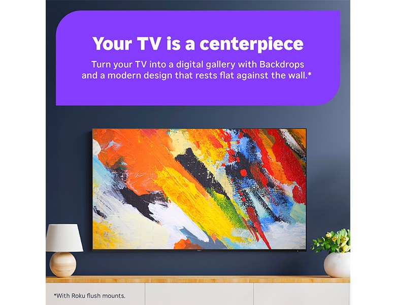 Roku Pro Series 55" 4K Mini-LED TV displaying Backdrops