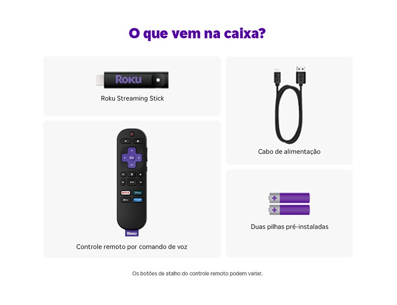 O que vem na caixa quando você compra um Roku Streaming Stick