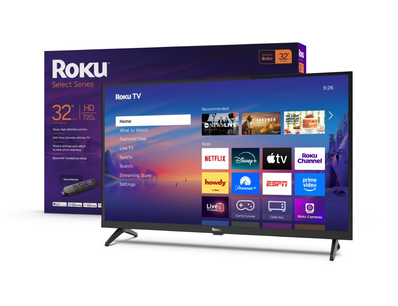 Roku 32" Select Series HD TV and retail box