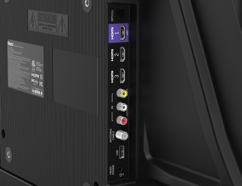 Ports view of the Roku 32" Select Series HD TV