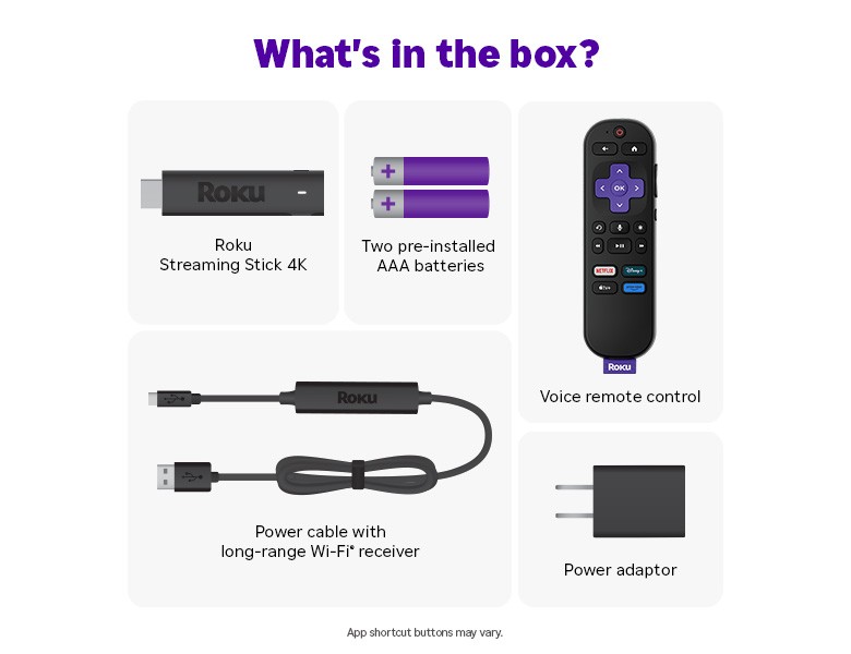 What's in the box when you purchase a Roku Streaming Stick 4K