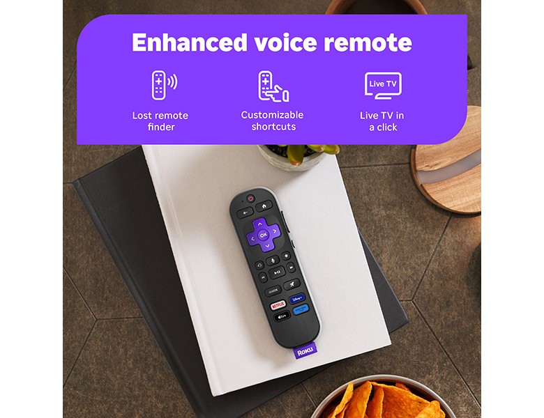 Roku Enhanced Voice Remote with lost remote finder feature and customizable shortcuts