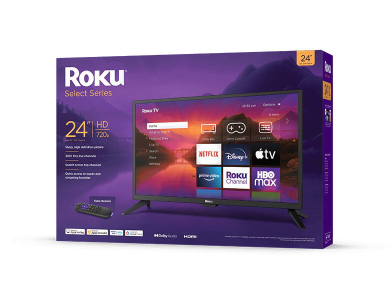 Smart TV 24 inch ROKU LED Smart Home HD Hi Def Flat Screen Streaming WiFi  Small