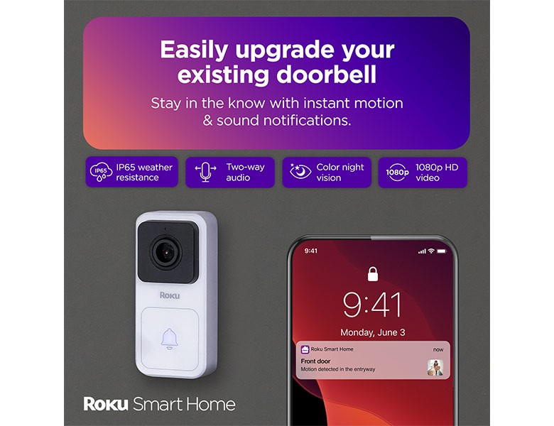 View alerts from your Roku Video Doorbell & Chime on your mobile phone using the Roku Smart Home mobile app