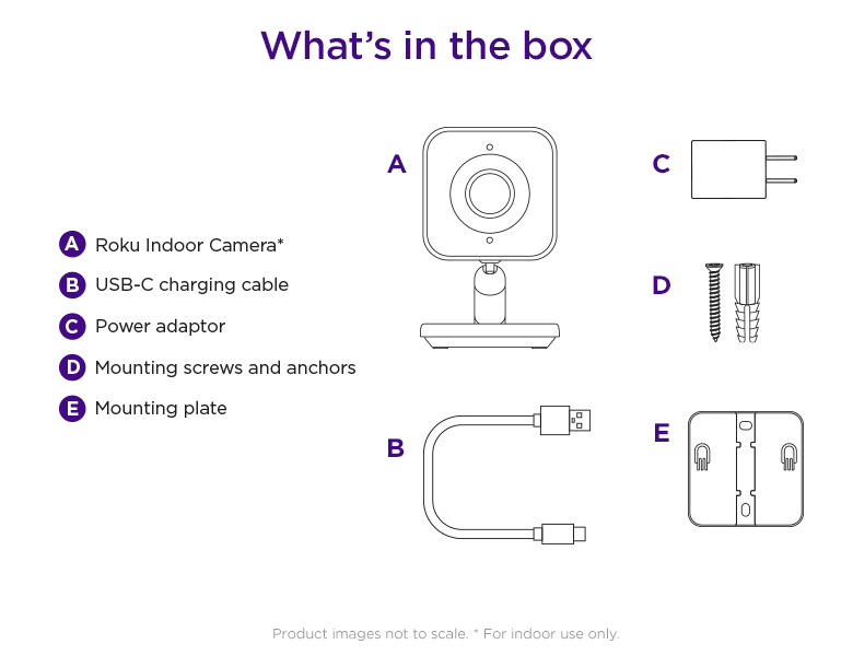 What's included in the box when you purchase a Roku Indoor Camera