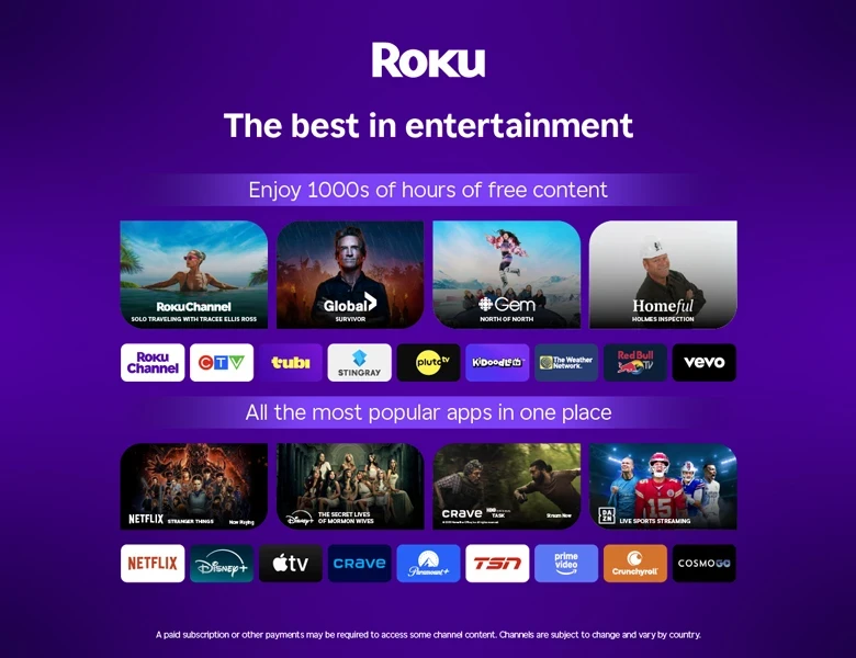Stream a massive selection of free, live, and premium TV across thousands of channels with Roku