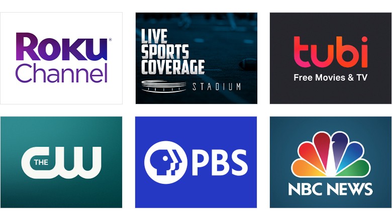 Free TV channels you don’t have to buy a subscription to enjoy on your Roku® Streaming Stick®+, like ABC News, Pandora, The CW, PBS, and NBC News.
