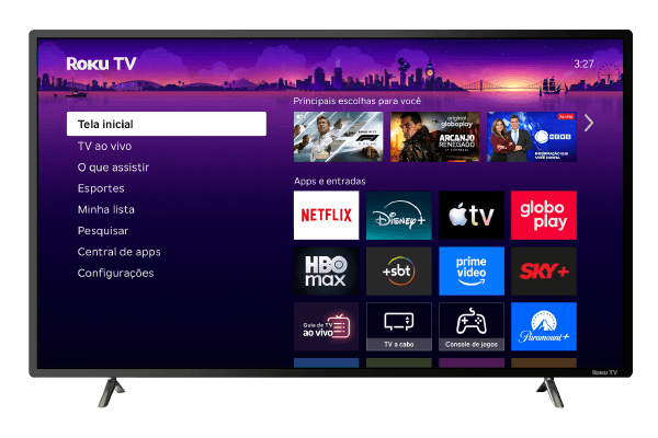 Tela inicial da Roku TV