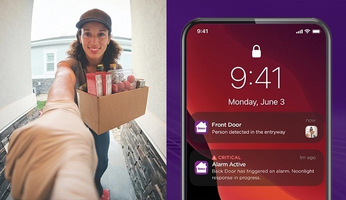 Roku Smart Home mobile app displaying image of a delivery person