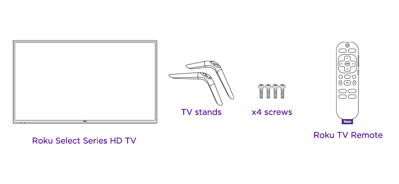 What comes in the retail box for a Roku Select Series HD TV