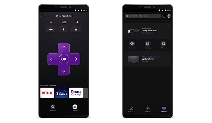 Phone showing Roku mobile app