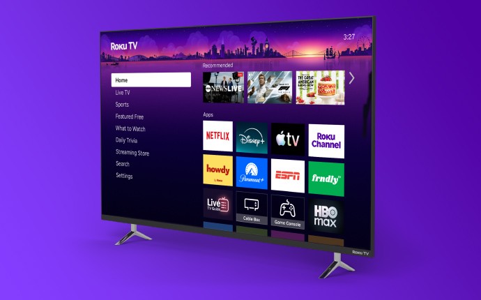 Roku TV showing home page tiles on screen