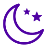 Icon depicting the outline of stars and moon to indicate night