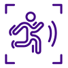 Icon depicting a person in motion inside a video detection square