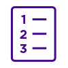 Icon depicting a list with three simple instruction lines