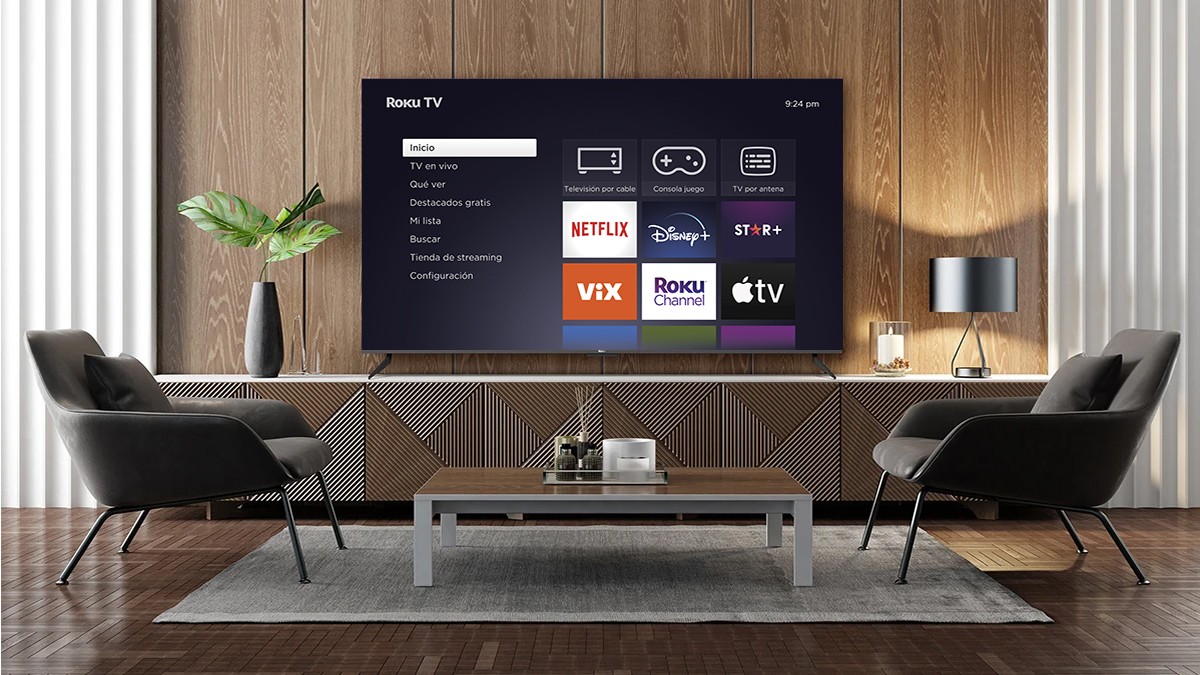 Configuración de sala de estar para una TV marca Roku