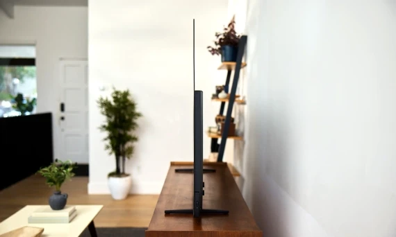 Sound waves emanating from a Roku Pro Series 4K Mini-LED TV