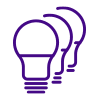 Icon depicting three light bulbs in a row