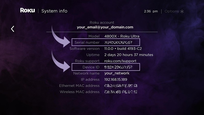 bahía Intensivo alondra How to find the serial number or device ID for your Roku® device | Roku
