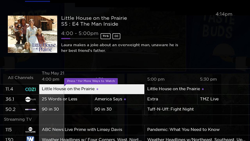 How Do I Find Tv Listings Using Live Tv Channel Guide Official Roku Support