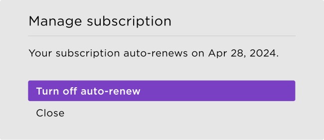 Roku manage subscription