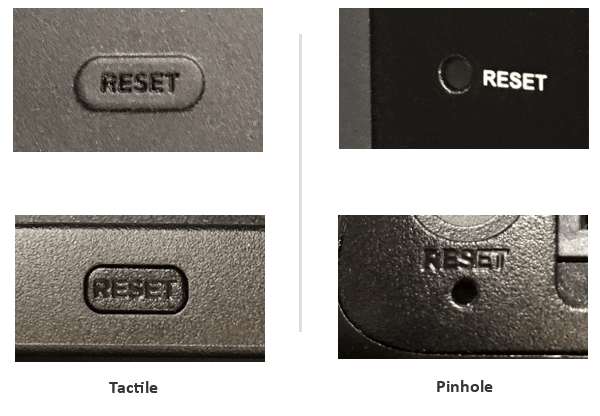 Example of physical reset buttons on a Roku TV or Roku player