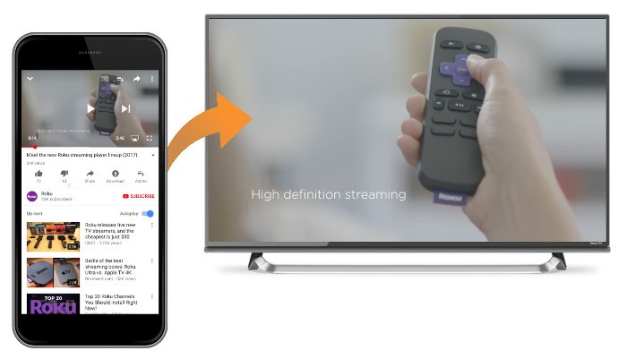 do I cast apps like YouTube or from my phone to my TV? | Roku